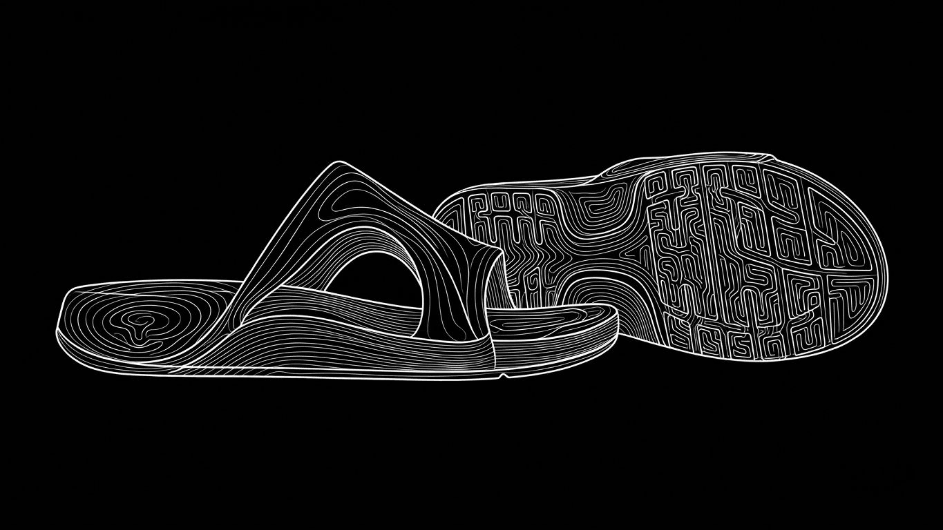 Ergonomic sports slide with a visible arch support footbed and a thick, textured outsole.